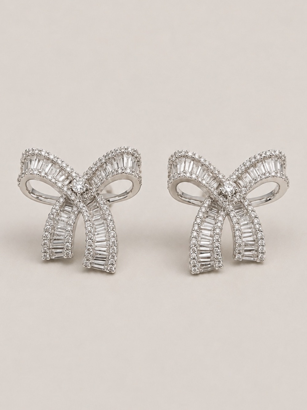 New! Silver Crystal Bow Post Earrings NWOT